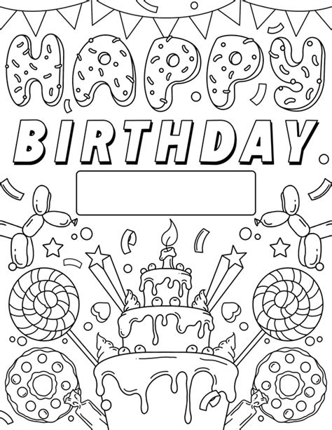 Happy Birthday Coloring Cards Templates